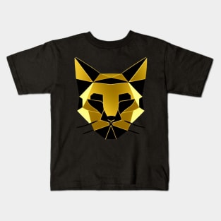 Black and Gold Cat Head Kids T-Shirt